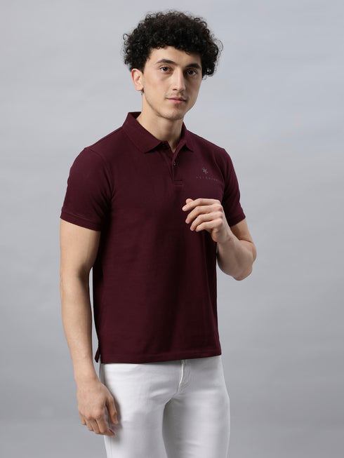Classic Comfort: Men's 100% Cotton Polo T-shirt Maroon